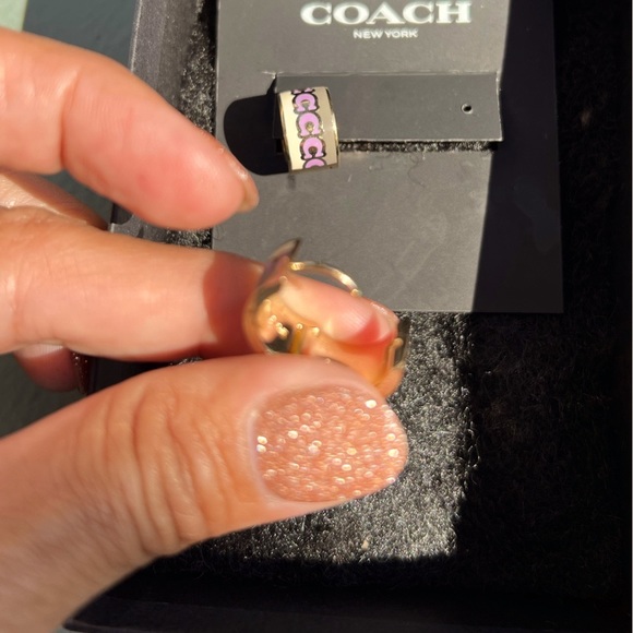 COACH Signature C Huggie Earrings. - Picture 2 of 3